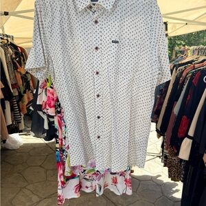 Volcom White and Black Geometric Button Down Shirt